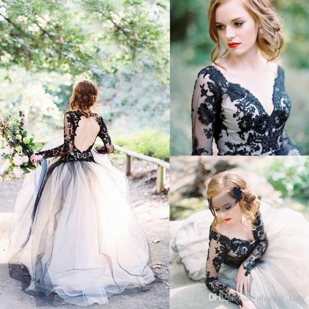 Elegant Black and White Lace Gown